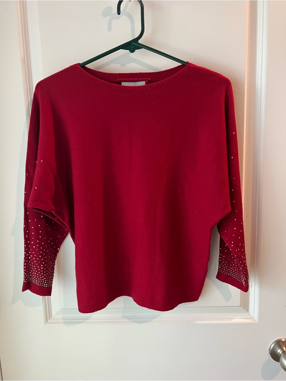 LIV Milano Red Embellished Women's Sweater Top. Small